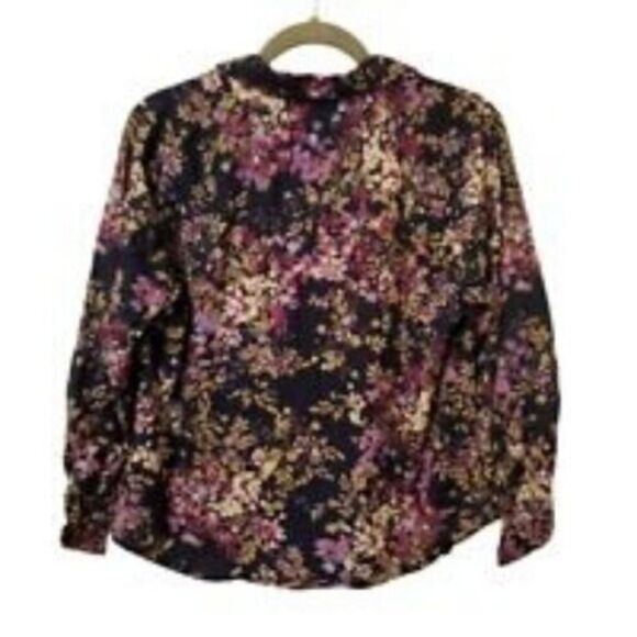 Croft & Barrow Womens Sz SP Multicolor  Floral Long Sleeve ButtonDown Blouse - Picture 9 of 9